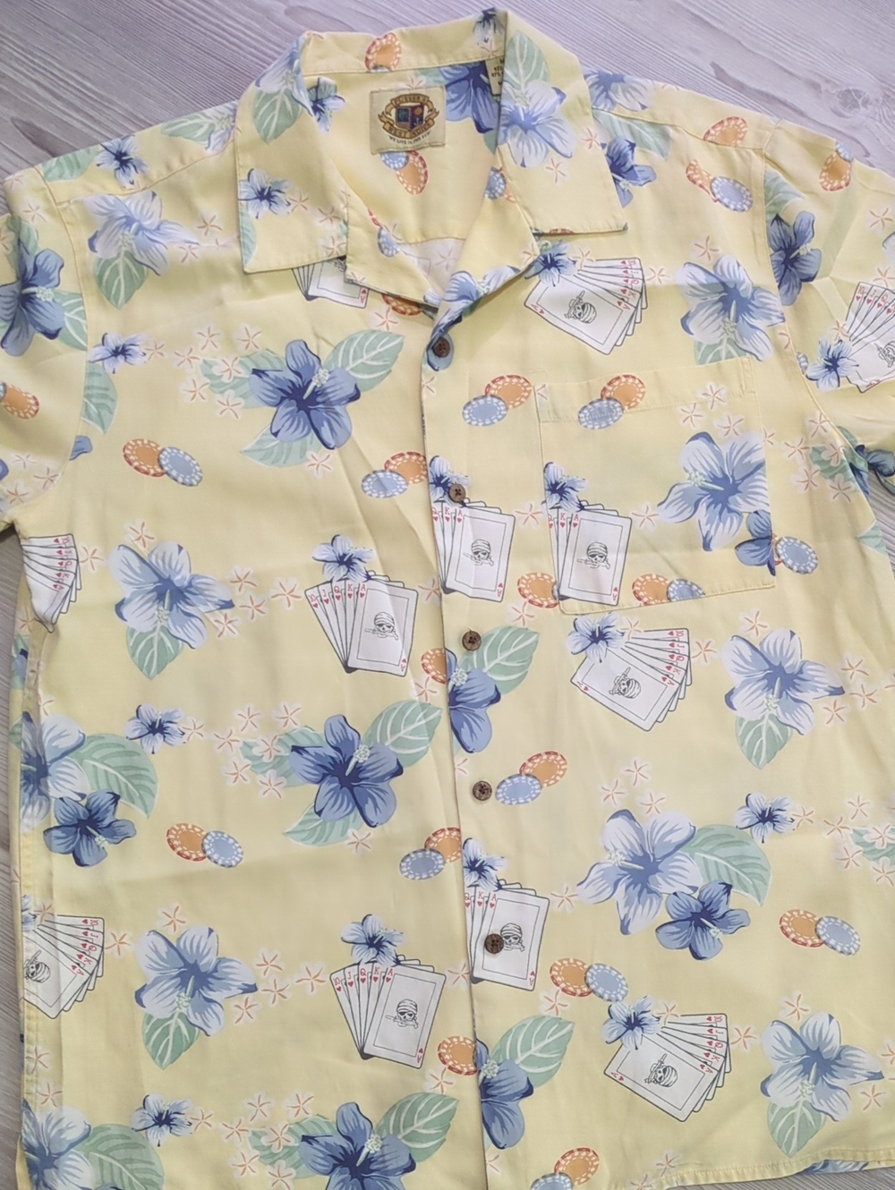 Pusser's West Indies Hawaiian Camp Shirt Men's Medium Silk Blend Casino Aloha